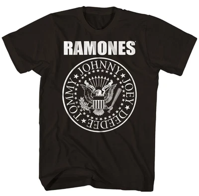 Camiseta Ramones Seal Logo Para Hombres Música Rock and Roll Clásica Banda Camiseta Nueva Negra Foto 1 de 3