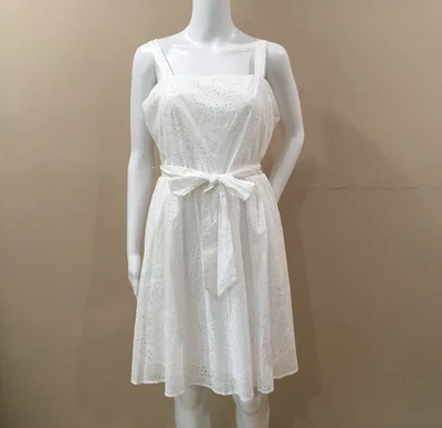 Mini Vestido Calypso St. Barth Ajuste y Acampanado Blanco Ojales Algodón Mujeres 8 Casa de Campo Nuevo Foto 1 de 4