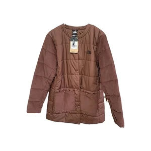 The North face Women's Harway Collarless Brown Midi Puffer Jacket Large NWT B4 - Picture 1 of 23