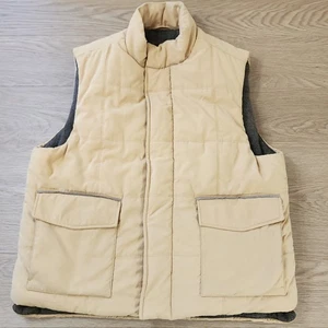 Vintage Talbots Vest Mens L Herringbone Wool Lined Pockets Button Up Winter Coat - Picture 1 of 14