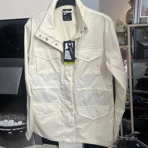 Nike Sportswear M65 Woven Jacket Womens S Coconut Milk/Sesame Snap Button Zip - Picture 1 of 8