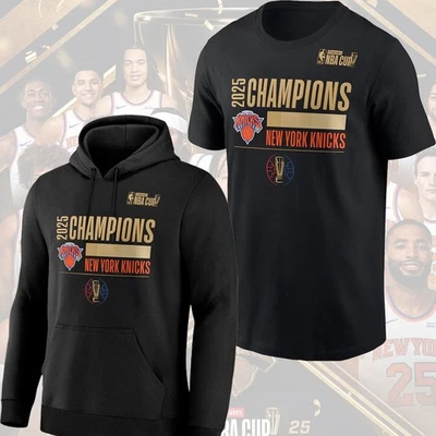 GILDAN New York Knicks 2025 Basketball Cup Champions Locker Room Hoodie Tee For Fans