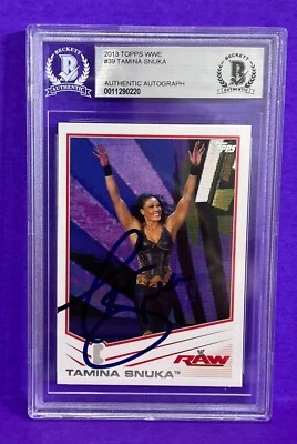 🙋2013 Topps WWE #39 🏆Tamina Snuka✏️ Auto BAS/BGS Authentic Auto; - Image 1 of 2