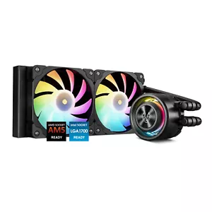 Vetroo R240 Black Liquid CPU Cooler 240mm ARGB & PWM Fans for LGA 185 AMD AM5 - Afbeelding 1 van 9