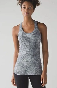 Lululemon Mujer Cool Racerback II Luon Spray Jacquard Blanco Negro Talla 4 - Imagen 1 de 8