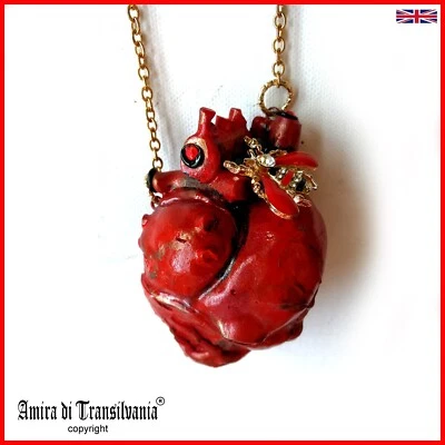 jewelry necklace pendant amulet luxury jewels red heart bee protective talisman - Image 1 of 4