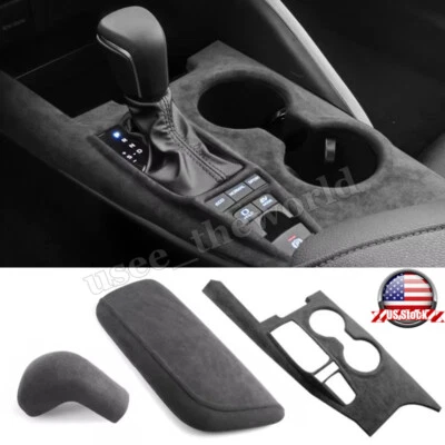 Juego de 3 piezas de cubierta de panel de cambio de marchas Alcantara para Toyota Camry 2018-2024 2023 Foto 1 de 4