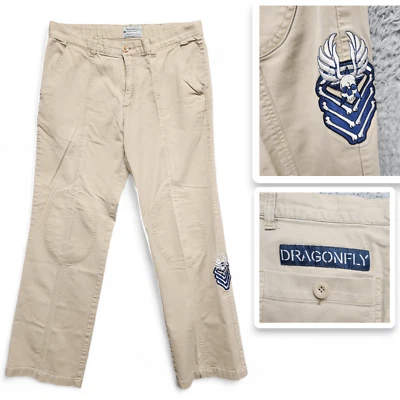 Pantalones Serie Libélula Militante Para Hombre 33x31 Beige Cosido Rodilla Calavera EE. UU. RAROS Foto 1 de 4