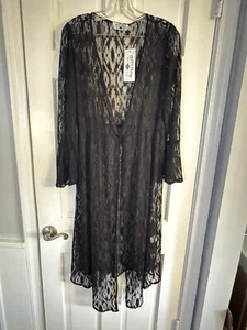 Crazy Train Black Lace Long Duster Sz S Whimsy Goth Witchy - Picture 1 of 8