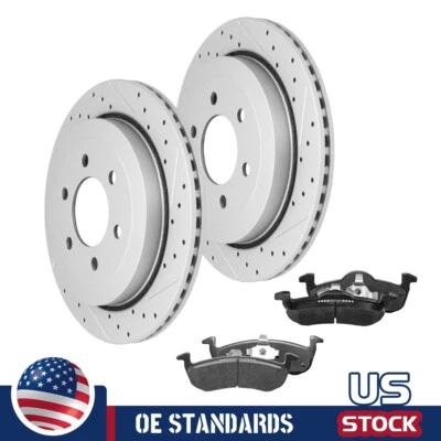 For 2007 - 2017 Ford Expedition Lincoln Navigator Rear Disc Rotors Brake Pads - Image 1 of 4
