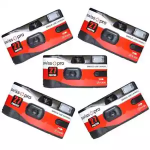 Single Use Disposable Camera- SwissPlusPro 27 Exp- X5 Cameras Wedding/party - Picture 1 of 4