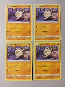 4x Mankey 71/181 Pokemon card SM Team Up common LP - Picture 1 of 2