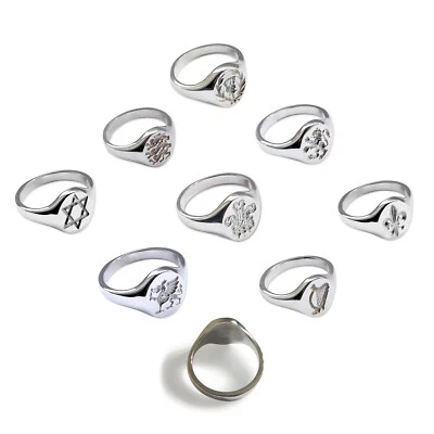 NEW Engraved Signet Rings 925 Solid Sterling Silver 14x12mm Oval UK Hallmarked - Image 1 of 4