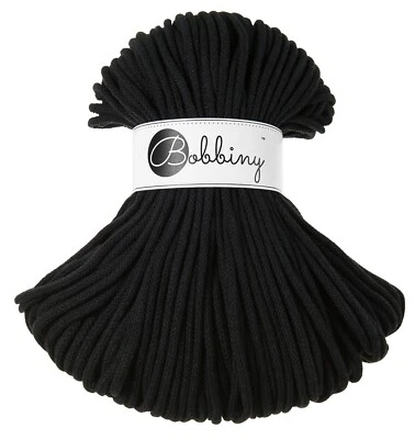 Cordón de algodón trenzado Bobbiny | Negro | 5 mm 100 m/108 yds | DM para envío combinado Foto 1 de 2