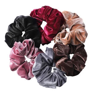 6 große Haar Scrunchies Samt Gummibänder große Haare Bommel Scrunchy Haarbänder - Bild 1 von 12