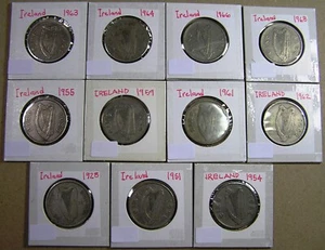 Ireland Florin Lot of 11 Diff Dates 1928 to 1968, 1928 is silver rest are CN - Picture 1 of 10