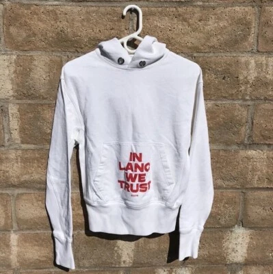 Sudadera con capucha blanca para mujer Helmet Lang en Lang We Trust talla pequeña S blanca Foto 1 de 4