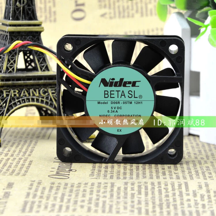 1 pcs NIDEC 6015 5V 0.34A D06R-05TM 12H1 2-wire 3-wire hydraulic cooling fan - Image 1 of 1