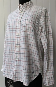 BEAMS BOY camicia bianca quadrata a quadri a righe con bottoni S M - Foto 1 di 14