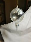 icicle 8" Italy Blown art Glass Pendant Finial Ornament Hand Painted Flowers NWT