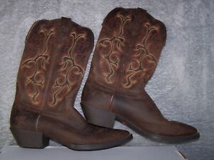 Justin Boots CR0910 Western Cowboy Brown Leather  7 1/2 C