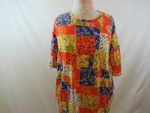 LuLaRoe Irma Floral Patchwork Orange Yellow Blue White NWT Size XXS - Picture 1 of 2