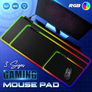 New RGB Gaming Mouse Pad LED Large Mat Mousepad Keyboard Desk Anti-slip Soft USB - Picture 1 of 12