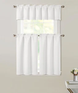 Kate Aurora 3 Piece Room Darkening Cafe Kitchen Curtain Tier & Valance Set - Picture 1 of 37