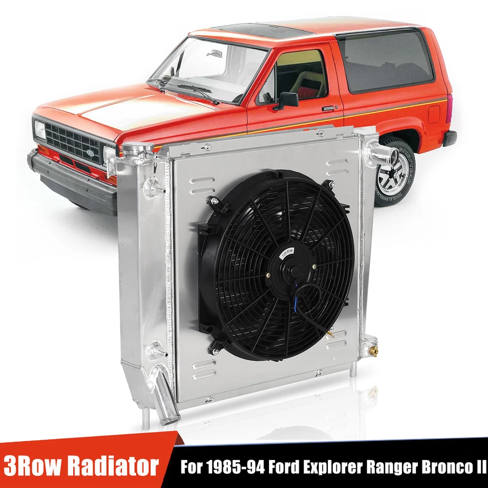 3 Row Aluminum Radiator+Shroud Fan For 1985-1994 Ford Explorer Ranger Bronco II — 第 1/4 张图片