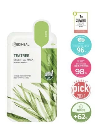 ￼MEDIHEAL Teatree Care Solution Essential Face Mask Sheet EX 10 Pcs K-Beauty - Image 1 of 4