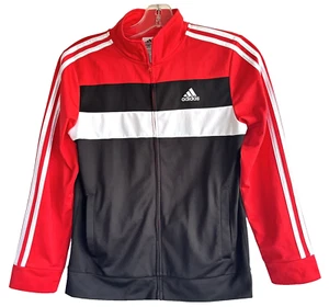 Adidas Kids Track Jacket long sleeve Youth Size 14-16 Large, Black Red - Picture 1 of 4