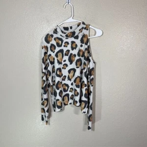 LNA Sweatshirt Womens Small Cold Shoulder Pullover Animal Print - Picture 1 of 5