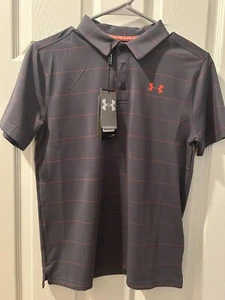 NEW Under Armour UA STRIPE Performance Polo Shirt Boys Youth Small 1377347-014 - Picture 1 of 1
