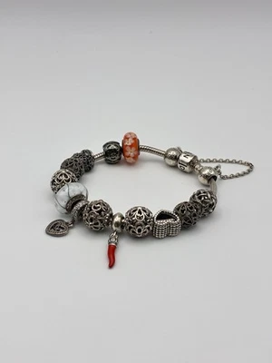 Pandora Bracciale Argento 925 con 13 Charm Originali - Immagine 1 di 4