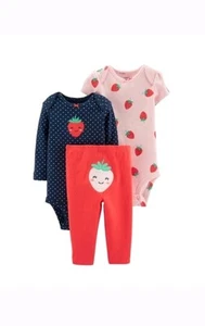 New Carter's Baby Girl Strawberry 3 Piece Set - Picture 1 of 1