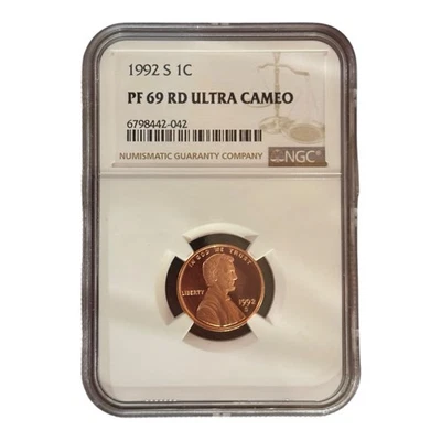 1992-S Lincoln Cent 1C NGC PF 69 RD Ultra Cameo Proof Penny Red UCAM - Image 1 of 4