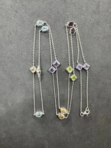 13.1g HAN Sterling Silver 925 Multi Gemstone Necklace 36” Jewelry lot W - Picture 1 of 12