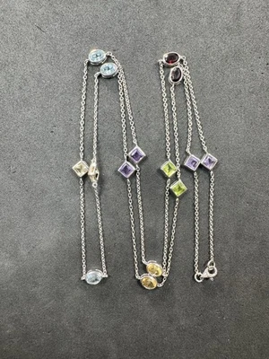 13.1g HAN Sterling Silver 925 Multi Gemstone Necklace 36” Jewelry lot W - Image 1 of 4