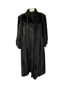 PAMELA MCCOY Black Full Length Faux Mink Fur Coat Jacket NWT Sz 2X - Picture 1 of 11