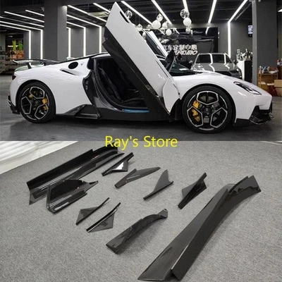 Faldas laterales de fibra de carbono real labio de extensión de paso lateral para maserati mc20 estilo od Foto 1 de 4