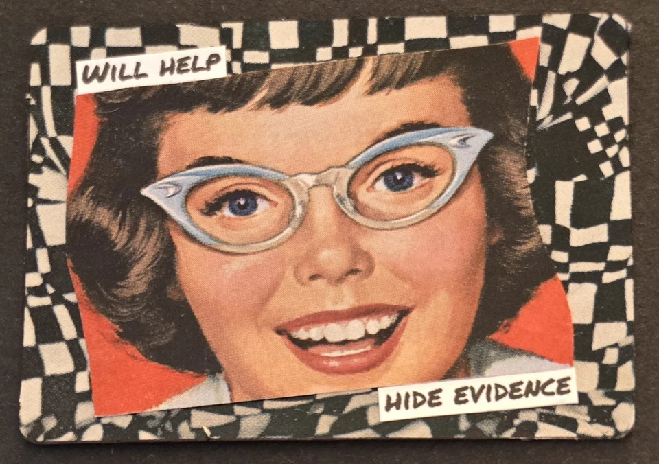 Tarjeta de arte collage de medios mixtos ACEO ATC de colección McCalls ayudará a ocultar evidencia  Foto 1 de 1