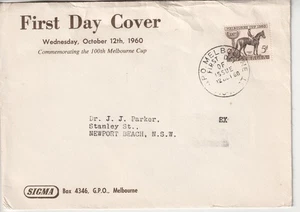 Australia fdc first day cover 1960 Melbourne Cup Horse Racing - Picture 1 of 1