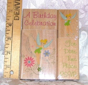 JUEGO DE SELLOS DE GOMA DE INVITACIÓN FIESTA CAMPANILLA DISNEY NUEVO TODA LA NOCHE MEDIOS A3 - Imagen 1 de 1