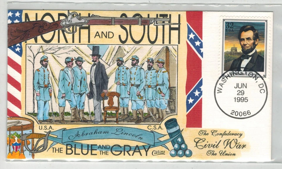 1995 COLLINS HANDPAINTED CIVIL WAR SERIES BLUE VS GRAY PRESIDENT ABE LINCOLN - Image 1 of 1