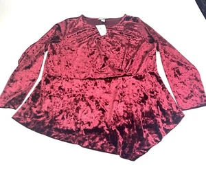Women's CJ Banks Christopher Banks Red Velvet Tunic Top Size 1X - Picture 1 of 7
