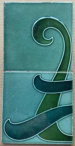 ENGLAND - ANTIQUE ART NOUVEAU MAJOLICA 2 TILES C1900 Cover