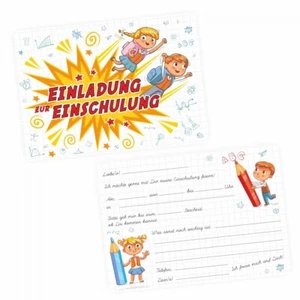 10 coole Einladungskarten Einschulung Kinder inkl. 10 transparenten Briefumschl. - Bild 1 von 6