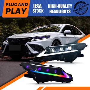 LED Headlight For Toyota Camry 2018-2024 8th Gen RGB Color Custom Front Lights - Picture 1 of 23