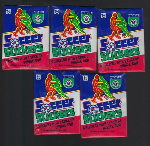 5 PACK LOT OF NEW UNOPENED 1979 SEALED TOPPS MLS SOCCER STICKER CARDS ...
