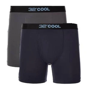 $54 32 Degrees Cool Men Underwear Gray Blue Stretch 2-Pack Boxer Briefs Size S - Picture 1 of 4
